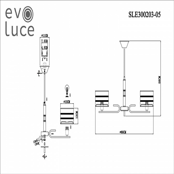 Люстра на штанге EVOLUCE Almese SLE300203-05