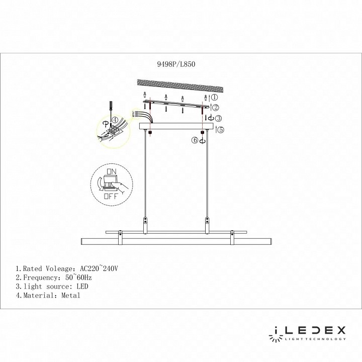 Подвесной светильник iLedex Zoom 9498P-32W-3000K BK-BR-WH