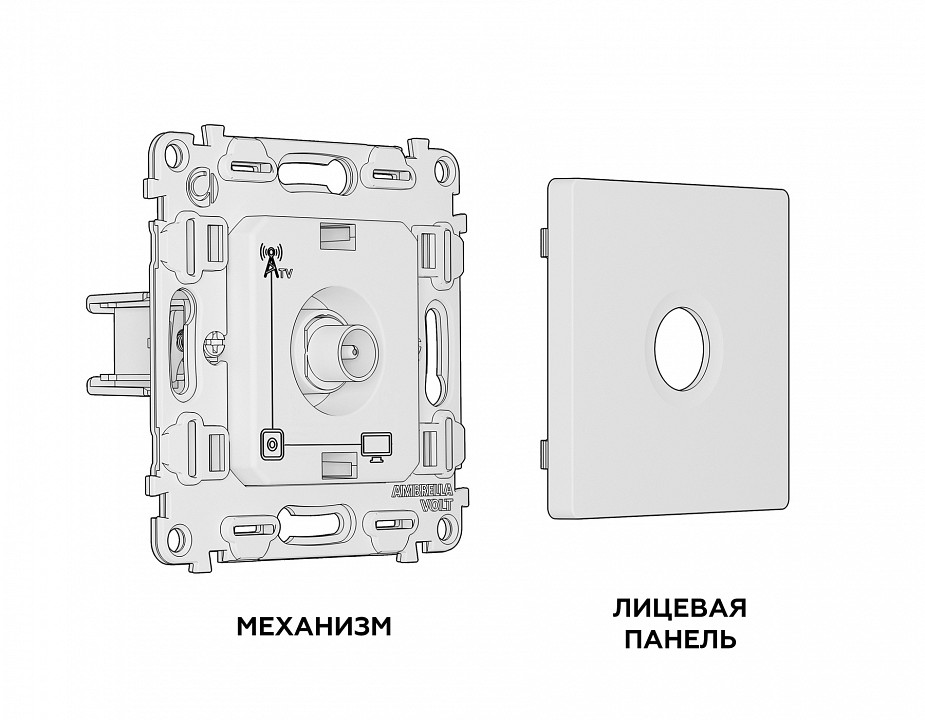 ТВ-розетка оконечная без рамки Ambrella Volt Quant MA613010