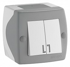 Выключатель двухклавишный Mono Electric Octans IP20 104-020001-102