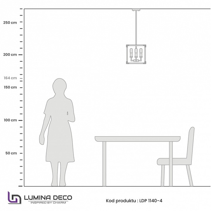 Люстра на штанге LUMINA DECO Waldorf LDP 1140-4 BK+MD