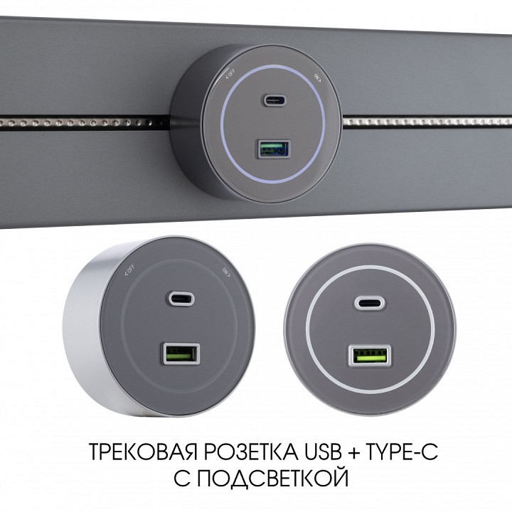 Розетка USB и type C на треке Arte Milano Am-track-sockets-39 399732TS/USB-Type-C Grey