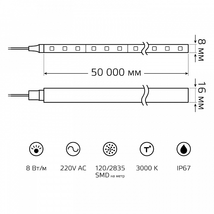 Комплект с лентой светодиодной Gauss Black NEON 220V 311000108