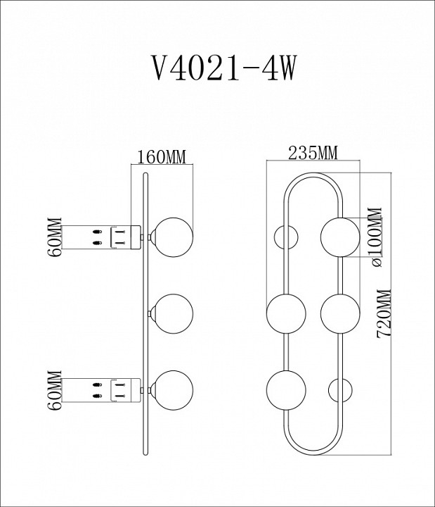 Накладной светильник Moderli Krona V4021-4W