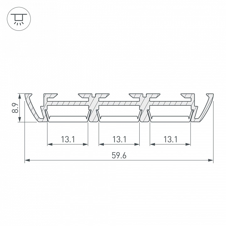 Профиль накладной Arlight PHS-3X-2000 ANOD 013209