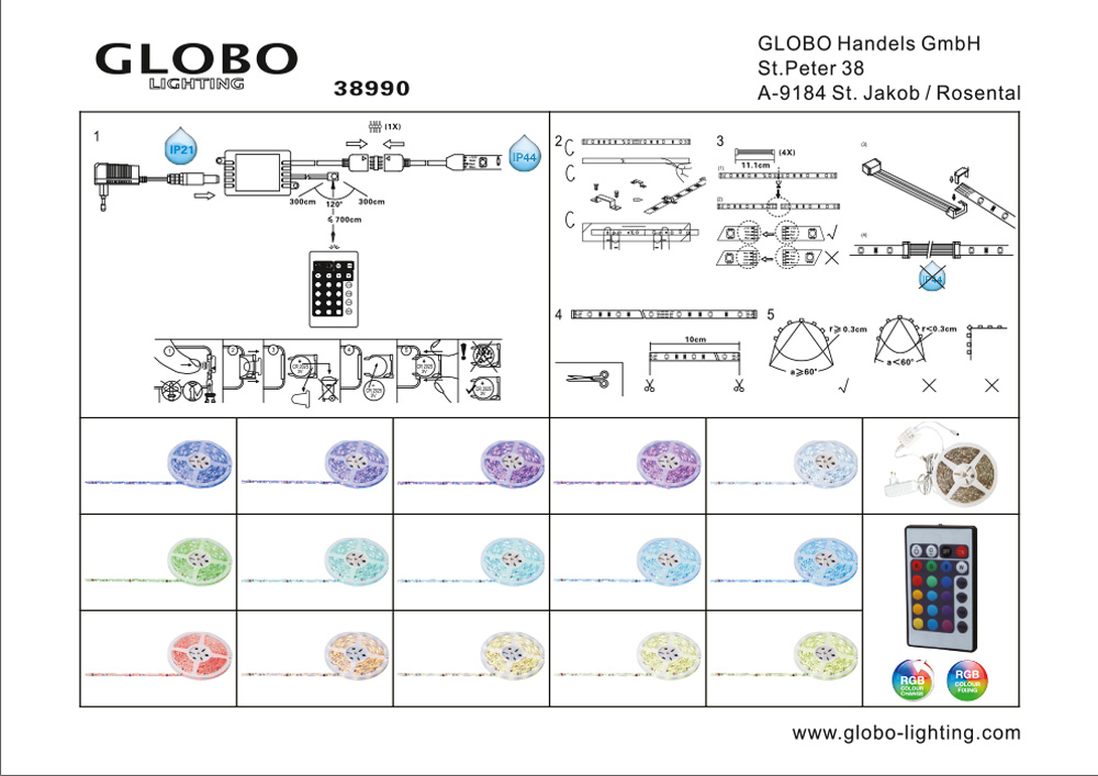 Комплект с лентой светодиодной Globo LED Band 38990