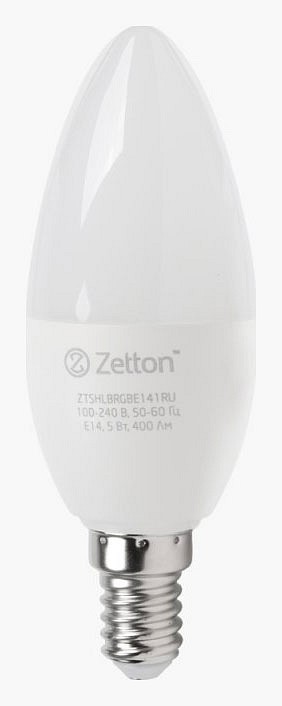 Лампа светодиодная с управлением через Wi-Fi Zetton Smart Wi-Fi Bulb E14 10Вт 6500K ZTSHLBRGBE141RU