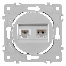 Розетка двойная RJ-11 и Ethernet RJ-45, без рамки Arte Milano am-202 202.44-1.silver