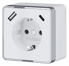 Розетка с заземлением и со шторками и USB Werkel Gallant (белая) W5071701