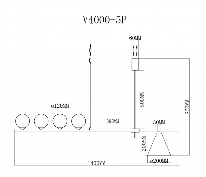 Люстра на штанге Moderli Holly V4000-5P