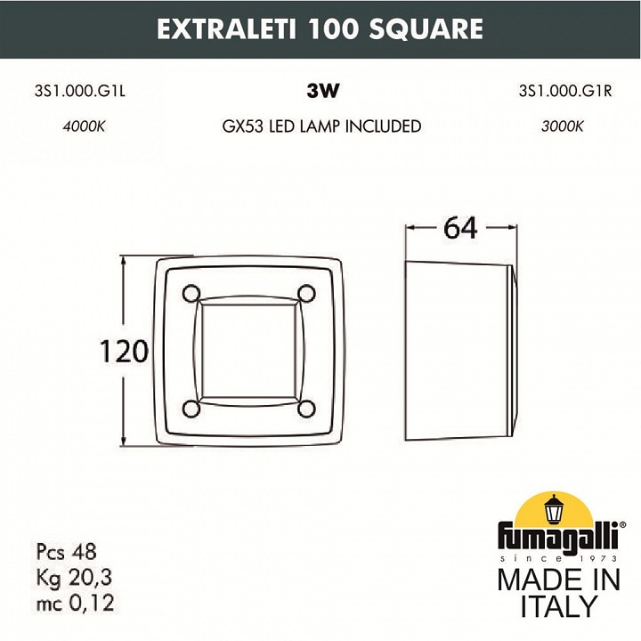 Встраиваемый светильник Fumagalli Leti 3S1.000.000.WYG1L