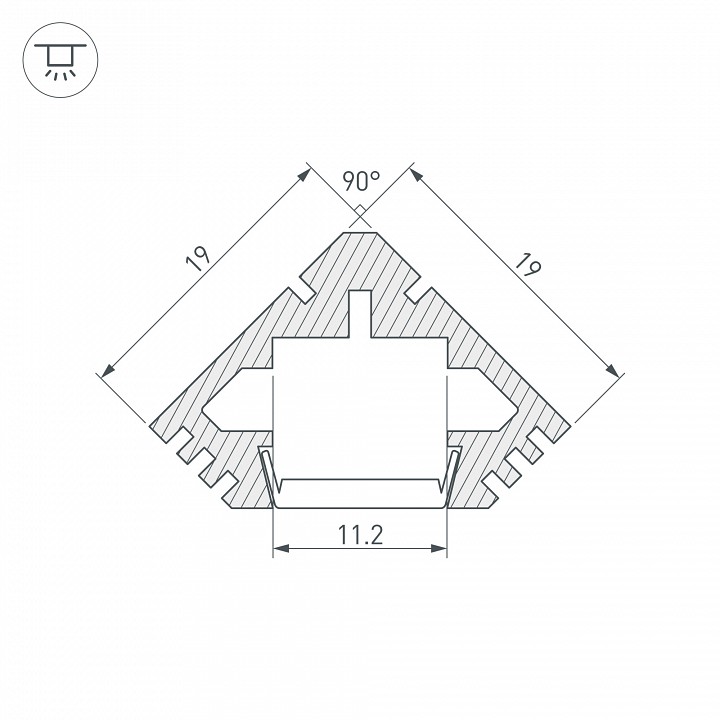 Профиль накладной угловой внутренний Arlight PDS45-T-2000 ANOD Black 015033