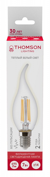 Лампа светодиодная Thomson Filament TAIL Candle E14 7Вт 2700K TH-B2075