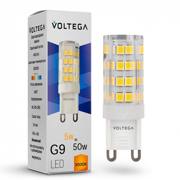 Лампа светодиодная Voltega Simple Capsule G9 5Вт 3000K 7185