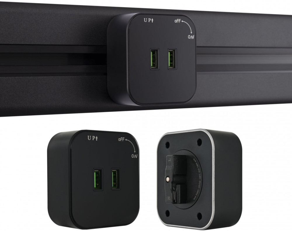 Розетка 2xUSB на треке Arte Milano Am-track-sockets 380022TS/USBx2 Black