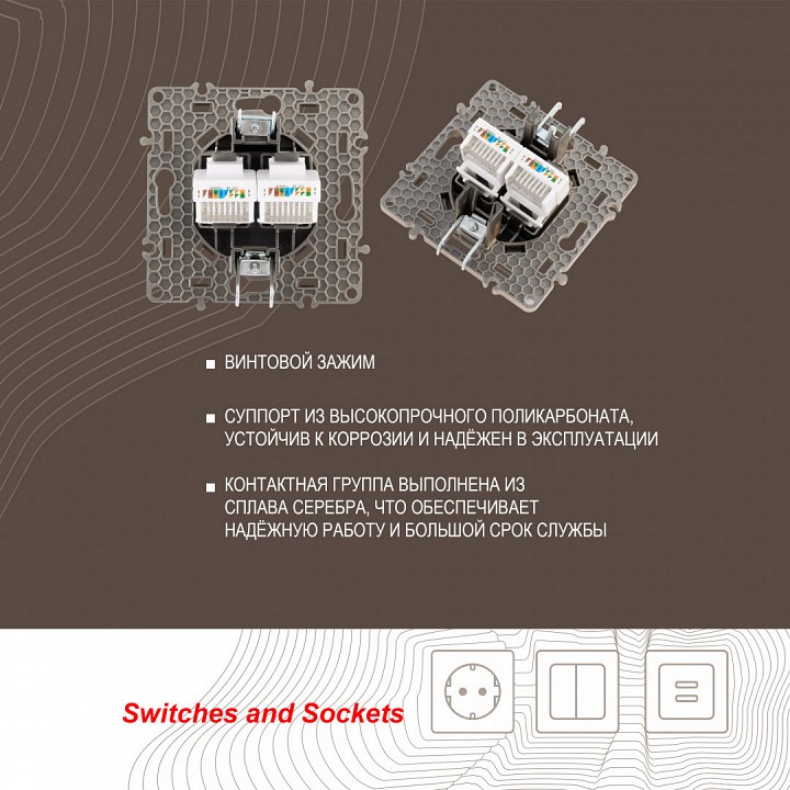 Розетка Ethernet RJ-45 без рамки Arte Milano am-217 217.45-2.shampan